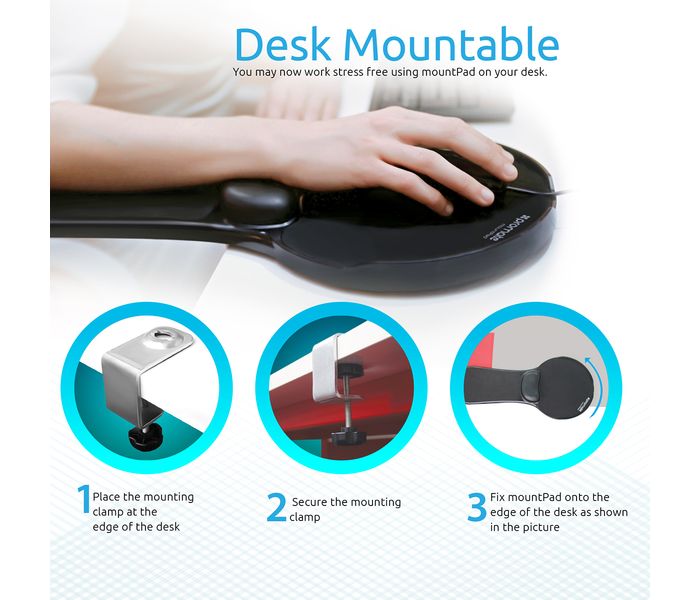 Promate Mountpad Ergonomic Stand Under the Arm Mountpad, Black - Zoom Image 5