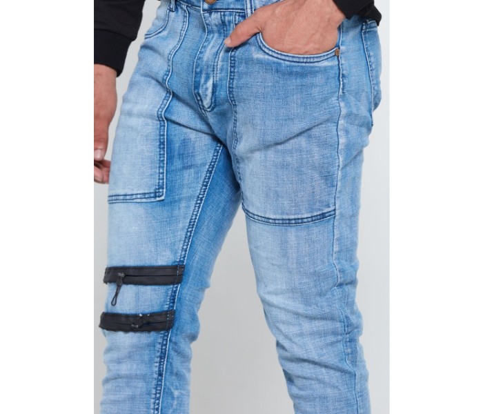 Petro OU10021 Biker Skin Fit Stretchable Jeans 38-Blue - Zoom Image 1