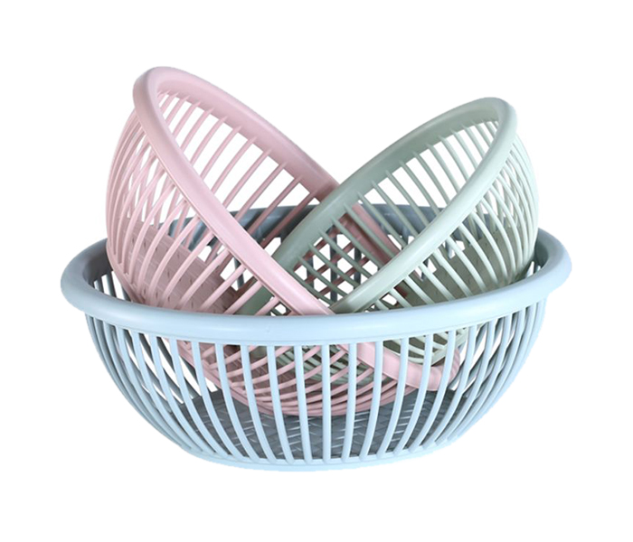 Royalford RF9302 Multi-Purpose Fruit Basket Set - 3 Pieces, Blue & Pink - Zoom Image