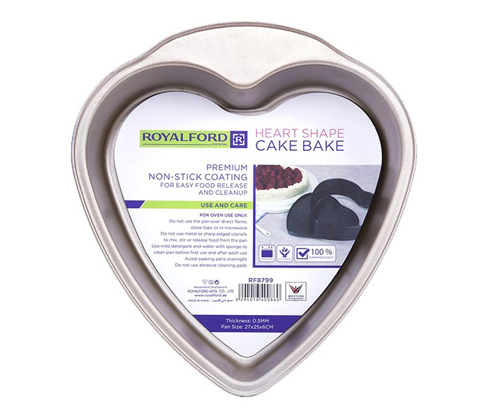 Royalford RF8799 Heart Shape Cake Baking Tin - Gold - Zoom Image 2