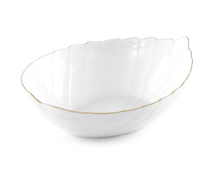 Royalford RF8321 11-inch Opal Ware Leaf Shape Bowl - White - Zoom Image