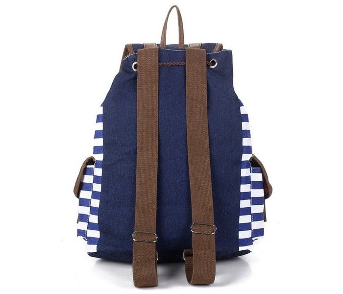 Canvas School Bag for Unisex CSB2BW45 Blue and White - Zoom Image 2