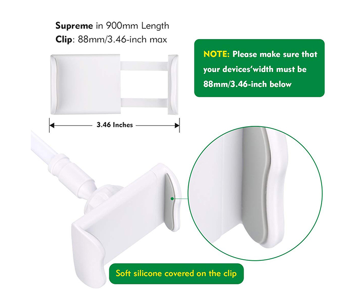 Universal High Quality Metal Flexible Lazy Bracket Holder for Mobile and Tablet - White - Zoom Image 2