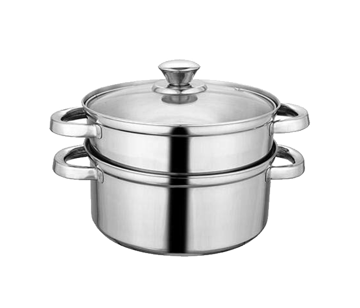 Royalford RF6926 2 Pieces Stainless Steel Charming Steamer with Glass Lid - Silver - Zoom Image