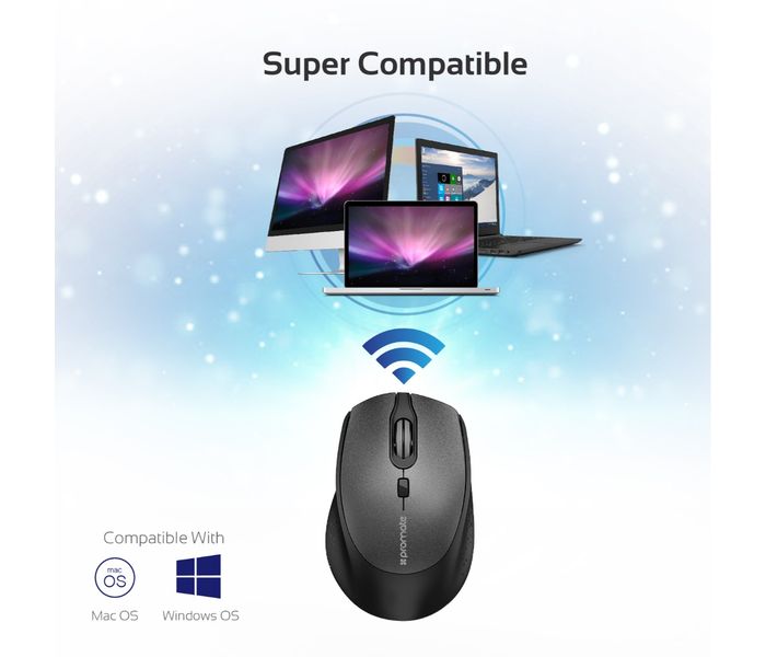 Promate Clix-5 2.4GHz Wireless Optical Mouse with Precision Scrolling, Black - Zoom Image 7