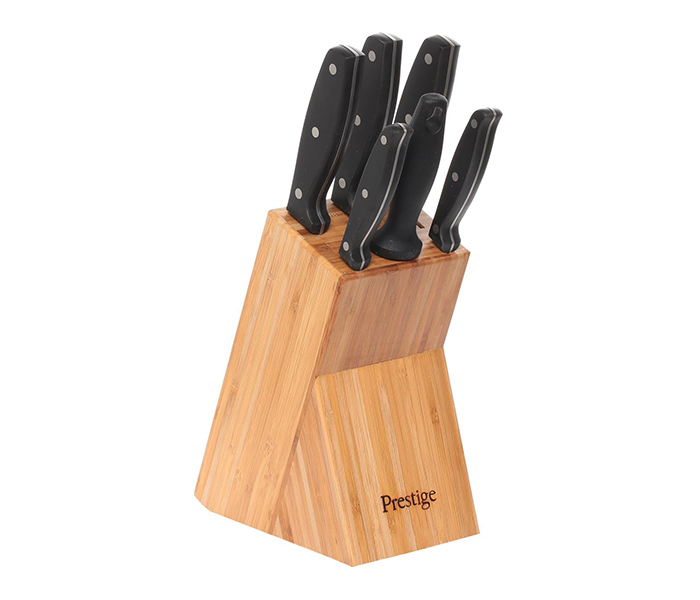 Prestige PR56022 7 Piece Complement Knife Set with Block - Black & Silver - Zoom Image 3