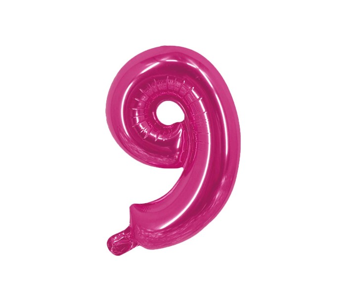 Party Time 9-PI-804086 Number 9 16 Inch Foil Balloon Pink - Zoom Image