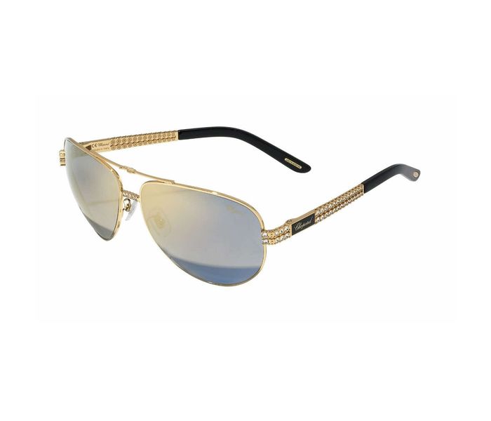 Chopard SCHB24S 63 301G Oval Shiny Rose Gold Frame & Blue Mirrored Sunglasses for Men - Zoom Image