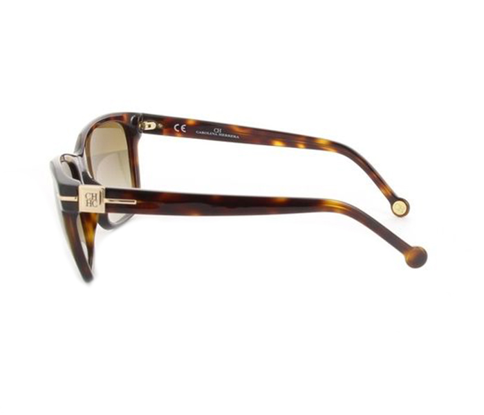 Carolina Herrera SHE606 04AP Oval Yellow & Brown Havana Frame and Brown Mirrored Sunglasses for Women - Zoom Image 2