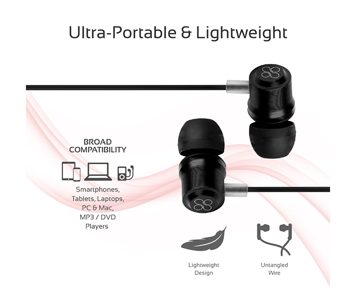 Promate Travi Dynamic In-Ear Stereo Earphones with In-Line Microphone - Black - Zoom Image 3