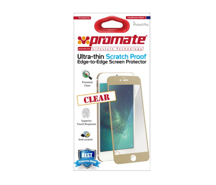 Promate UtterShield-iP6P Tempered Glass Thin Screen Protector, Gold - Zoom Image 4