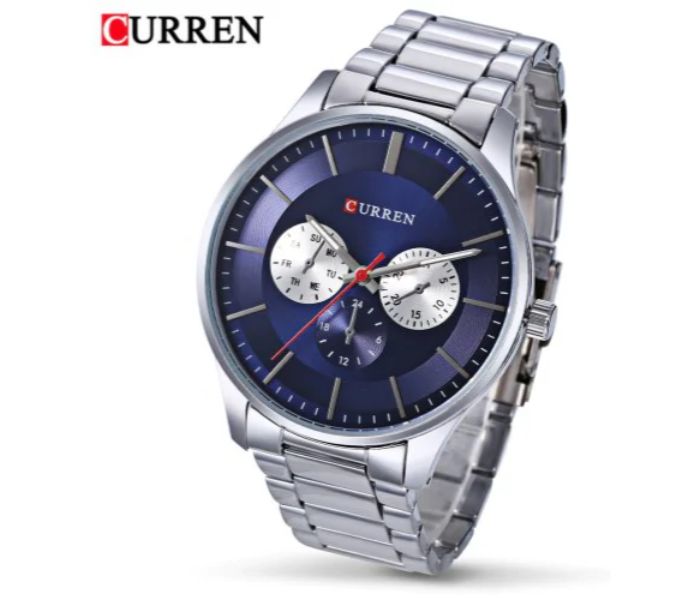 Curren 8282 Analog Quartz Watch For Men Silver and Blue - Zoom Image 1