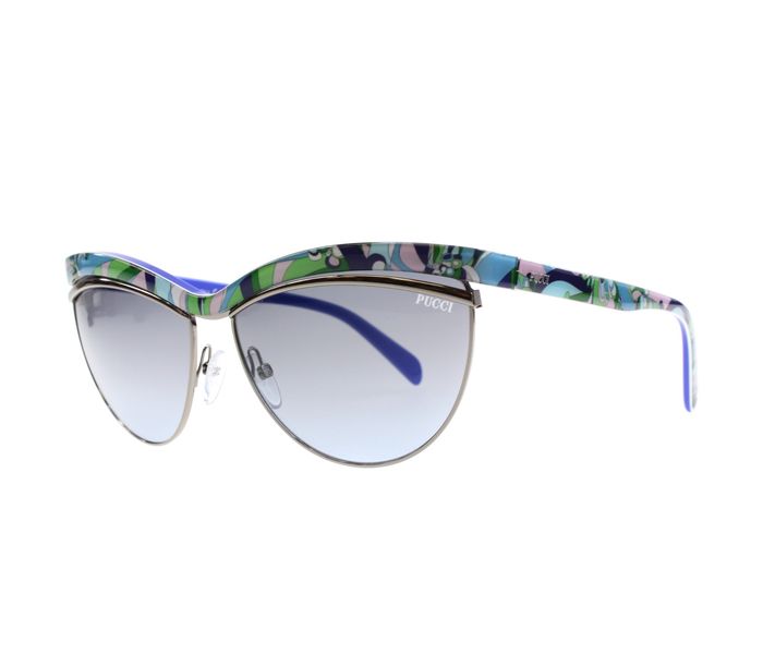 Emilio Pucci EP 10 89W Cat Eye Blue & Multi Colour Frame and Grey Gradiant Mirrored Sunglasses for Women - Zoom Image 3