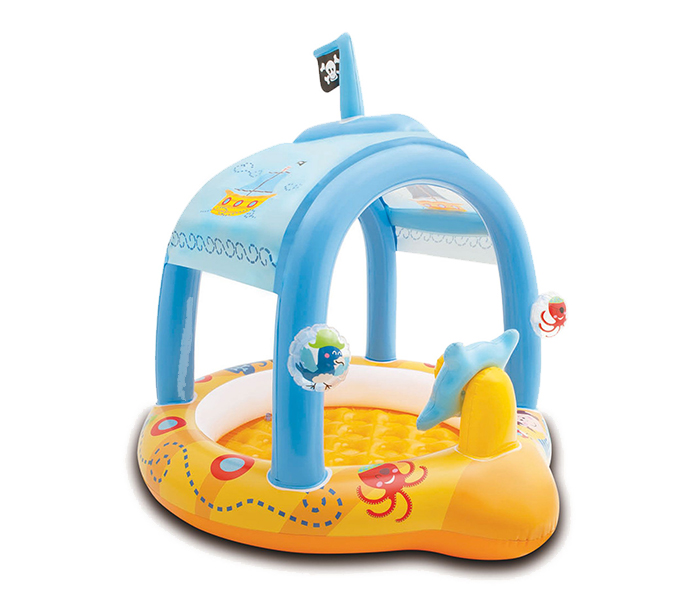 Intex ZX-57426 107 x 102 x 99CM Inflatable Lil Captain Baby Pool - Blue & Yellow - Zoom Image