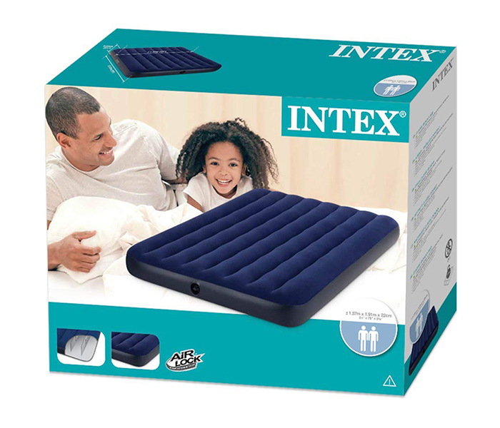 Intex ZX-68758 137 x 191 x 22CM Inflatable Full Size Classic Downy Airbed - Blue - Zoom Image 1