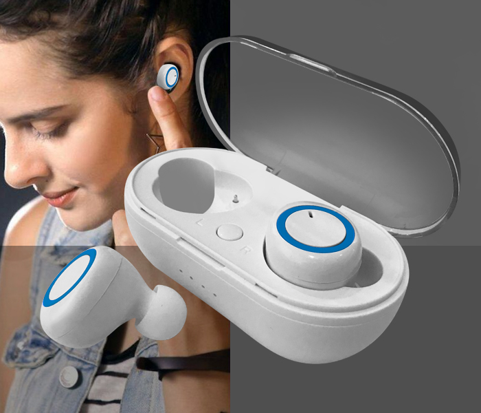 Cilovetty Y-02TWS High Quality Airpods Doble With Power Bank - White&Blue - Zoom Image 2