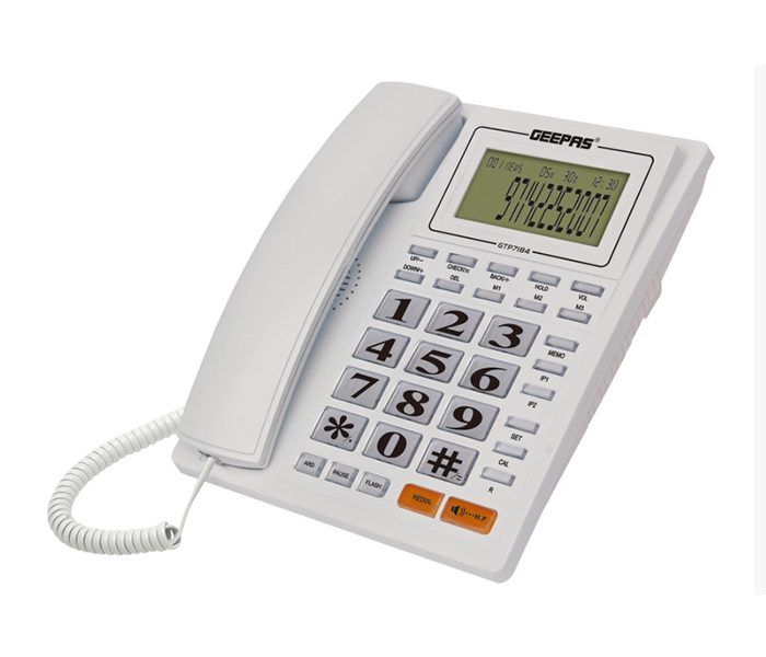 Geepas GTP7184 16 Digits LCD Display Caller Id Telephone, White - Zoom Image