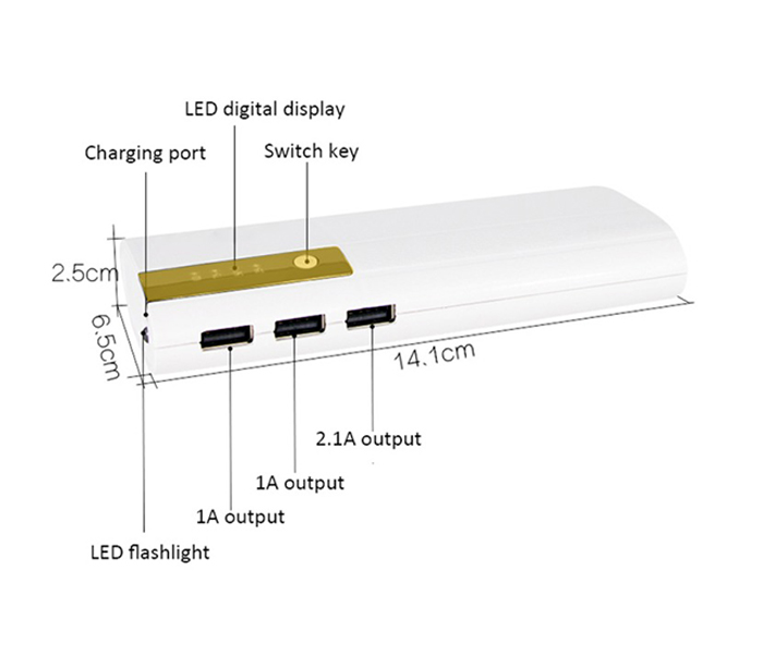 iends IE-PB988 10000mAh Power Bank with 3 USB Port - Gold - Zoom Image 2