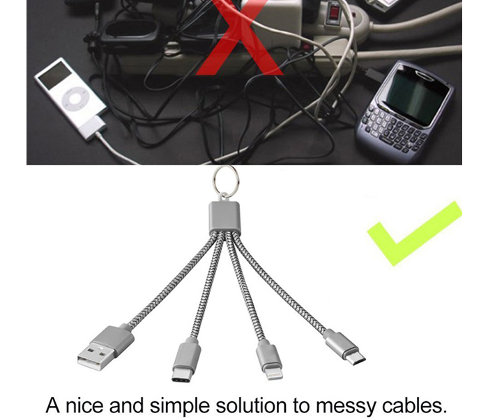 iends IN-CA5468 3 in 1 USB Charging Cable - Grey - Zoom Image 2