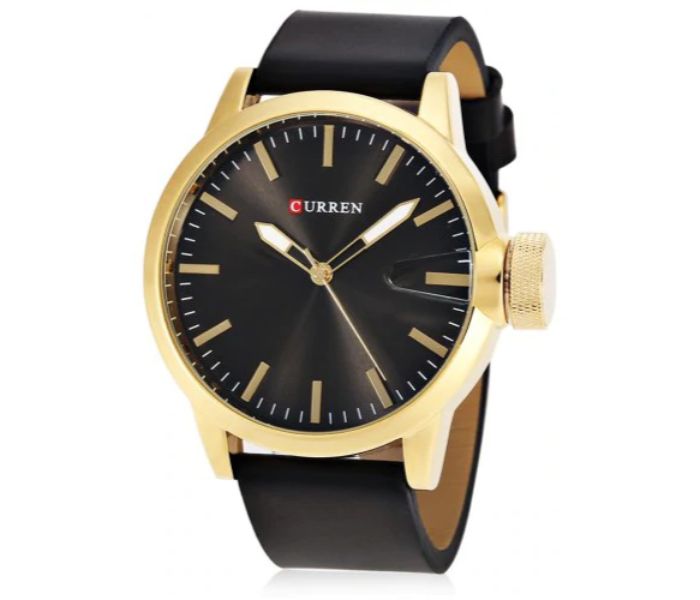 Curren 8208 Casual Analog Quartz Watch For Men Gold And Black - Zoom Image 1