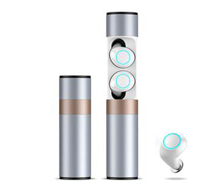 S2 Fashionable Wireless Bluetooth Mini Double Side Earphone - Silver - Zoom Image