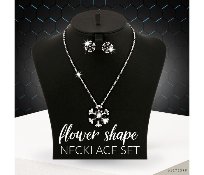 Flower Shape Silver Plated Necklace Set 61172599 - Zoom Image 4