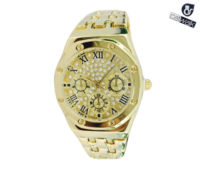 Catwalk CW-138 Genuine quality Fashionable Cz Watch For Women - Gold - Zoom Image