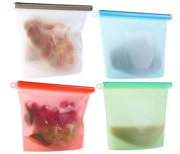 Himi Rosemera Silicone Reusable Storage Bags SFB-1317 Preservation of Fruits, Vegetables, Meat Airtight Seal, Leaf-Proof Keeps Food Fresh, Freeze, Steam and Boil 1 Litre Assorted 1 Piece - Zoom Image