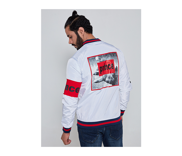 Lynk LY10036 Printed Bomber Jacket For Men XXL - White - Zoom Image 3