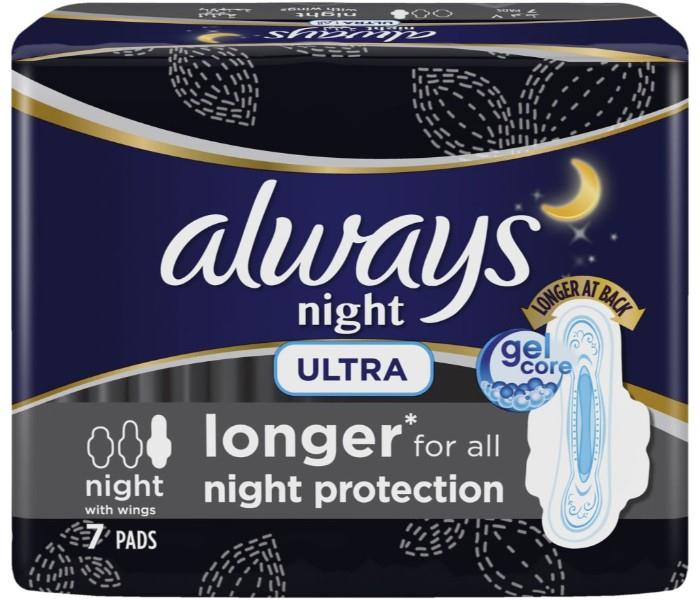 Always Ultra Thin Long Night Sanitary Pads Extra Large - 7 Pads - Zoom Image