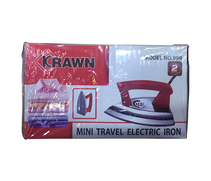 Krawn 999 Mini Travel Electric Iron - Red & Silver - Zoom Image