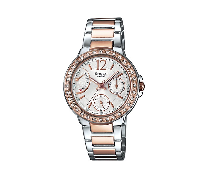 Casio Sheen SHE3805SPG-7AUDR Womens Analog Watch Silver and Rosegold - Zoom Image