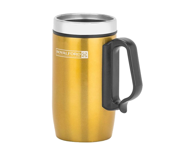 Royalford RFU9038 280ml Stainless Steel Coffee Mug - Yellow & Black - Zoom Image 2