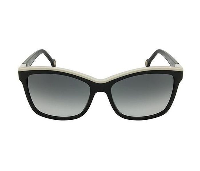 Carolina Herrera SHE598 0700 Oval Black Frame & Grey Mirrored Sunglasses for Unisex - Zoom Image 1