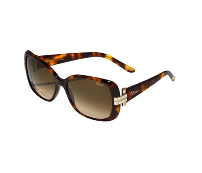 Chopard SCH133S 0748 Oval Havana Spotted Orange Frame & Brown Gradient Mirrored Sunglasses for Women - Zoom Image