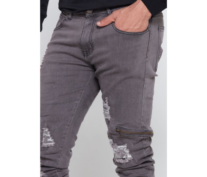 Petro OU10006 Biker Skinny Fit Stretchable Jeans 34-Grey - Zoom Image 3