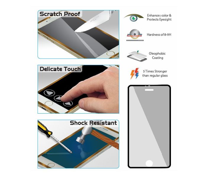 Promate UtterShield-iP6 Tempered Glass Ultra Thin Screen Protector, Black - Zoom Image 2