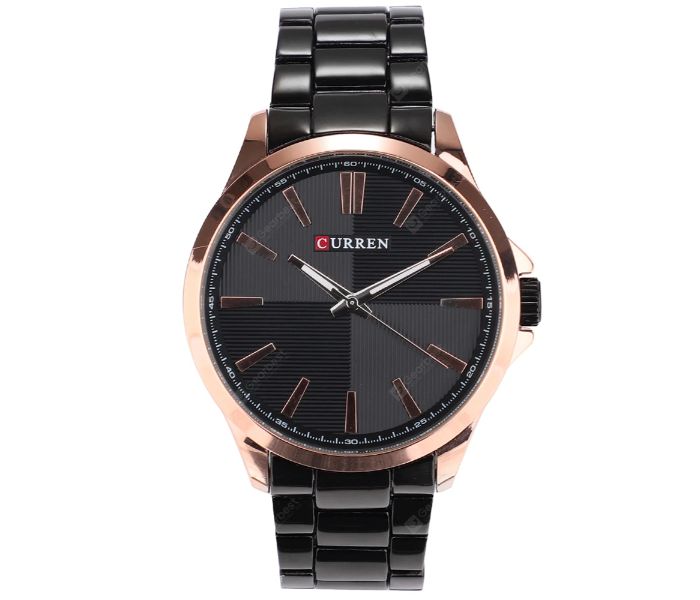 Curren 8320 Waterproof Quartz Watch For Men Black And Rose Gold - Zoom Image