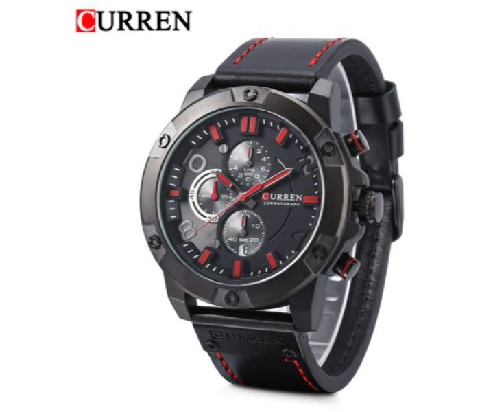 Curren 8285 Six Pin Sports Quartz Watch For Men Black and Red - Zoom Image 1