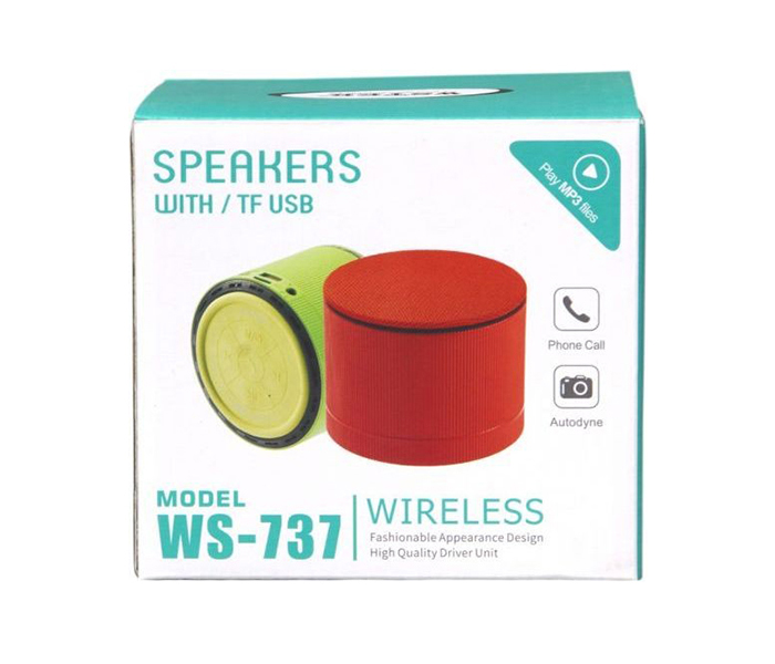 WS-737 Wireless Portable Bluetooth Speaker with TF & USB - Red - Zoom Image 3