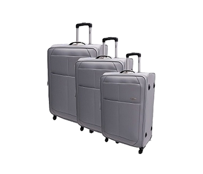 Traveller TR-1012 20-inch Ultralite 600D Nylon 4 Wheel Trolley Bag Set - Grey, 3 Pieces - Zoom Image