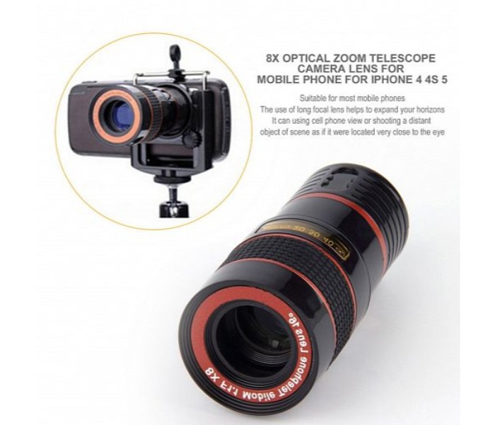 Universal 8-18x Zoom Optical Telescope Lens For Smartphones Black - Zoom Image 5