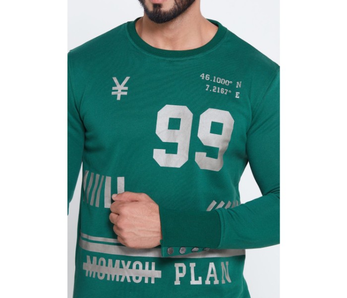 Petro OU10068 Printed Long Sleeve Side Button Sweat Shirt XL-Green - Zoom Image 4