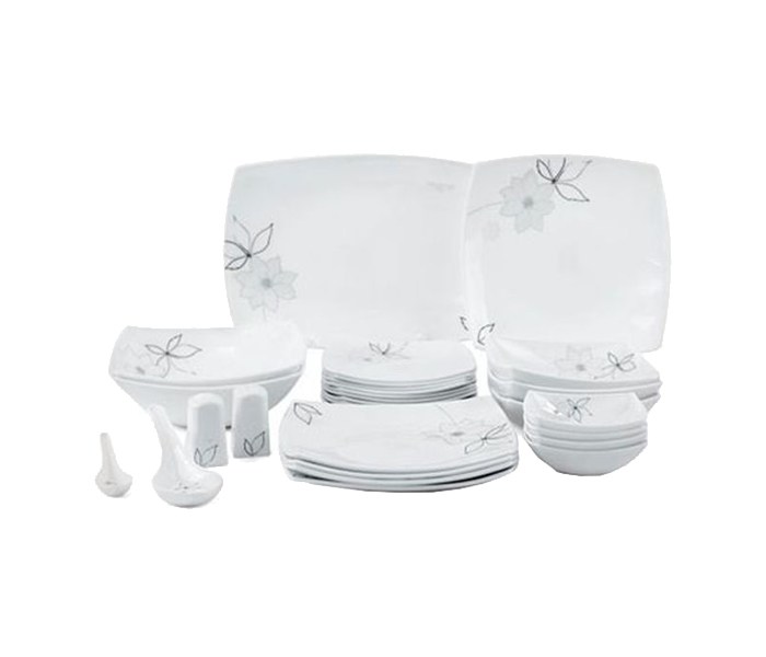 Royalford RF6962 57 Pieces Opal Hard Square Dinner Set - White - Zoom Image