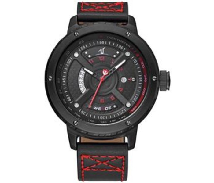 Weide UV 1609LB Mens Analog and Complete Calendar Watch Black and Red - Zoom Image 4