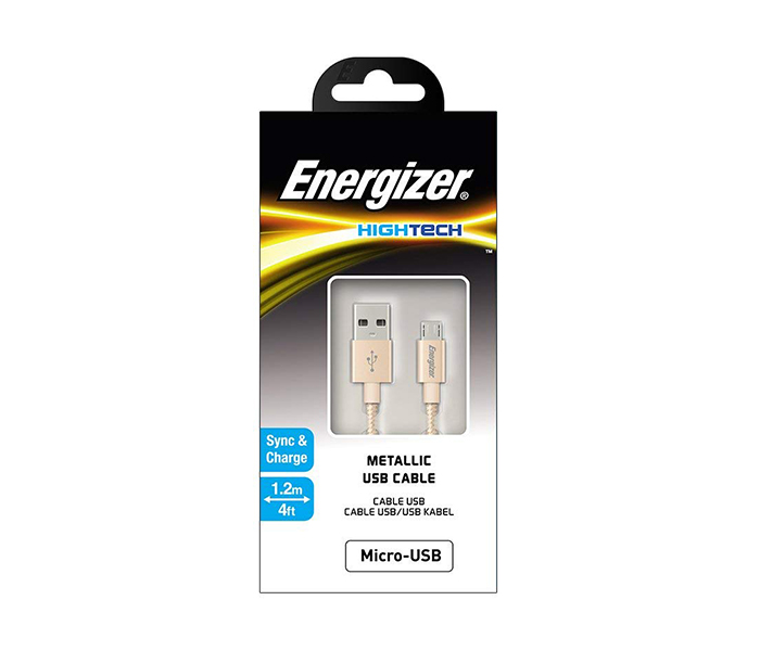 Energizer C13UBMCGGD4 1.2 Meter Hightech Metallic Micro USB Cable Alum - Gold - Zoom Image 2