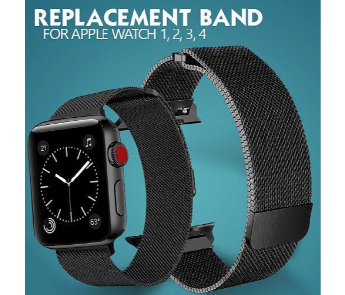 Convertible Stainless Steel Mesh Milanese Loop Band for Apple Watch 1, 2, 3 and 4  SBW44 - Black - Zoom Image 2