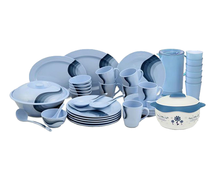 Royalford RF8240 56 Pieces Family Dinnerware Set - Blue & White - Zoom Image