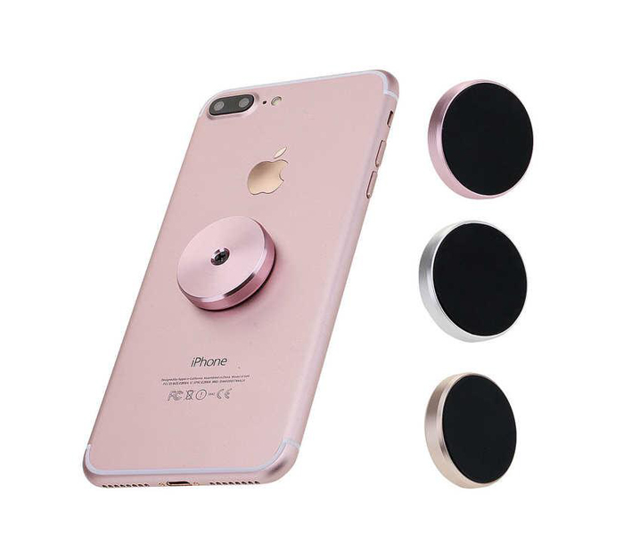 Zooni X3 Magnetic Universal Metal Magnet Sticker For Wall Desk & Car Mount For Smartphones And Tablets - Rose Gold - Zoom Image 1