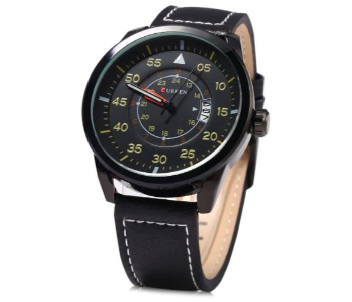 Curren 8210 Casual Analog Quartz Watch For Men Black And Yellow - Zoom Image 1